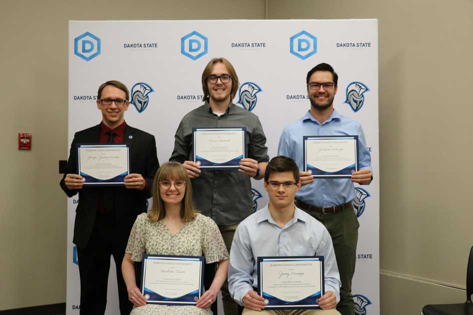 DSU College Student Leaders for 2022-2023: Justice Forster (back left), Travis Rebstock, Jackson Heiberger; Madelin Smith (front left), Jonny Derenge. Not pictured: Abigail Armstrong, Grace Schlechter, Tyler Tappe.